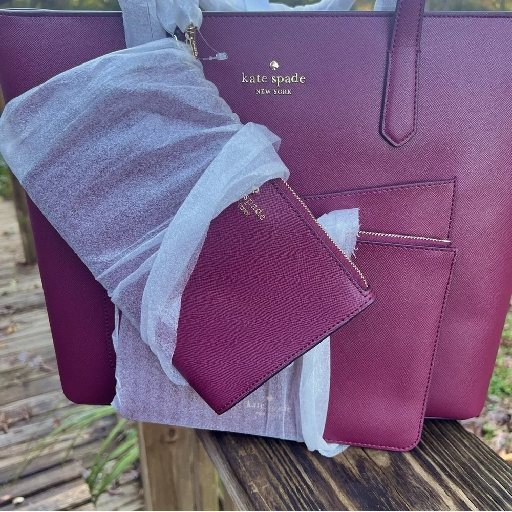 Kate Spade 3 piece set with tote wristlet and pouch